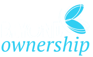 Beyond Ownership logo with butterfly symbol, representing transformation, growth, and strengthening operations for second-stage business owners.